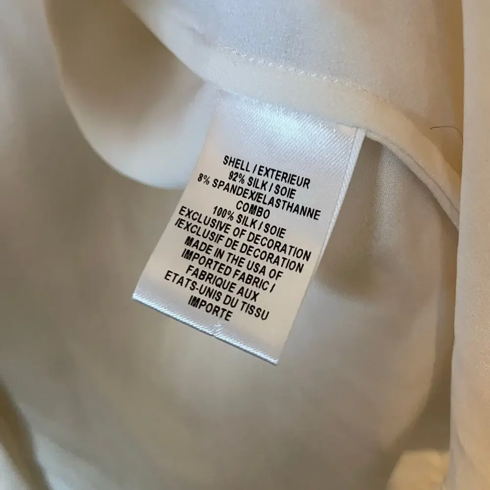 Milly Jane Silk Crepe Sleeveless Blouse cream embellished collar sz 2 - Picture 15 of 15